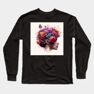 Beautiful flower hair girl Long Sleeve T-Shirt